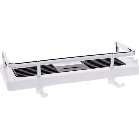 Mensola portaoggetti bianca da parete per il bagno, non richiede forature, facile da installare.