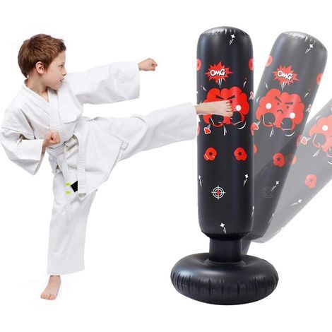Punching-Ball 120cm, Gonflable de Boxe pour Enfants, Sac de Frappe Remise en Forme à Rebond immédiat, pour la Pratique du karaté Taekwondo MMA (1/5)