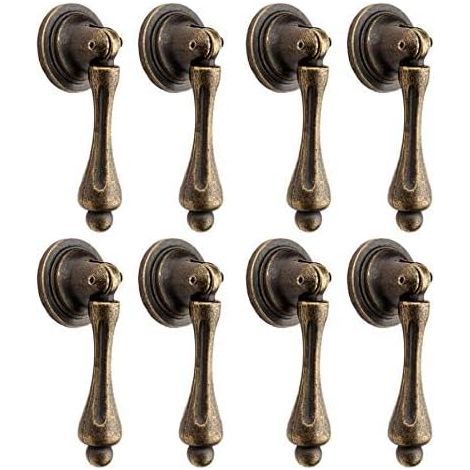 Juego de 8 tiradores decorativos de bronce vintage para cajones y armarios. (1/5)