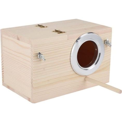 Boîte de nid de perruche, boîte de reproduction d\'incubation pour animaux de compagnie d\'oiseau en bois Accessoires de décoration (1/4)