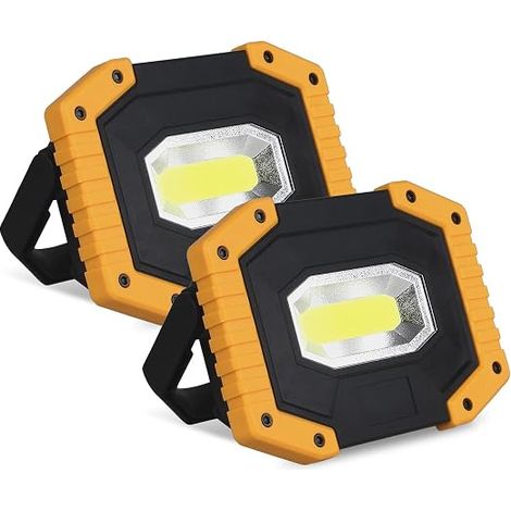 Rechargeable LED Floodlight 30 W 2000 LM Portable 5200 mAh Construction Light Battery Work Light with 3 Modes USB for Camping, Building, Garage, Workshop (2 Pack) (1/5)