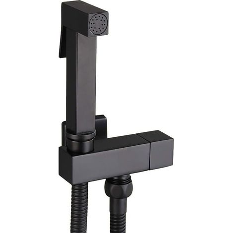 Douchette Robinet Toilette Kit Pulvérisateur Bidet Mural Main Laiton Noir Nettoyage Complet (1/4)