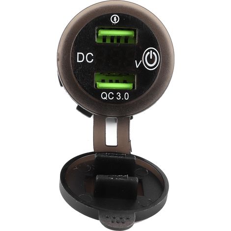 Wasserdichter QC 3.0 Dual-Port-USB-Lader mit LED-Voltmeter für Auto, Boot, Yacht, ATV, Wohnmobil