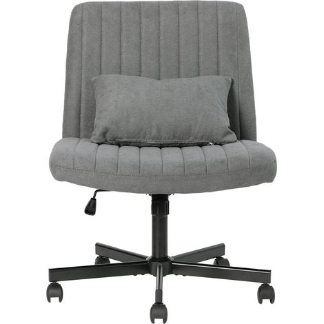 Chaise de bureau moderne sans accoudoirs avec roulettes silencieuses et coussin en tissu pour espace de travail à domicile (1/5)