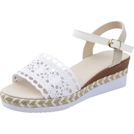 Sandalias romanas de verano para mujer con punta abierta - Sandalias informales y cómodas con tacón inclinado - Sandalias de playa para mujer (1/5)