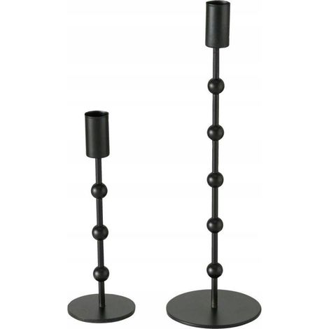 Boltze Portacandele chic nero 30 cm e 20 cm