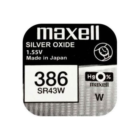 386 Maxell 1,55vdc 125mah Silver Oxide Sr43sw 386/maxell Clock Battery