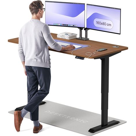 Desktronic Bureau assis debout HomePro - 160x80cm - Noir/Noyer
