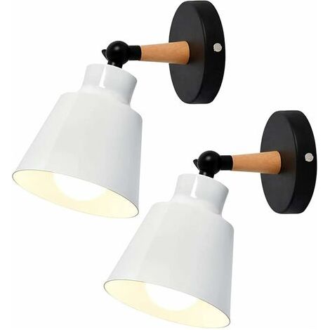 PAIR 2 Packs Appliques Murales Vintages Industrielles Plafonniers Luminaires E27 en Métal Réglable Lampe Murale Interieur Rétro pour Chambre Cuisine Restaurant (Blanc) (1/5)