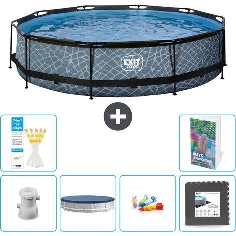 Exit Pool Rund - Steinoptik - 360x76 cm - 7-teilig S317