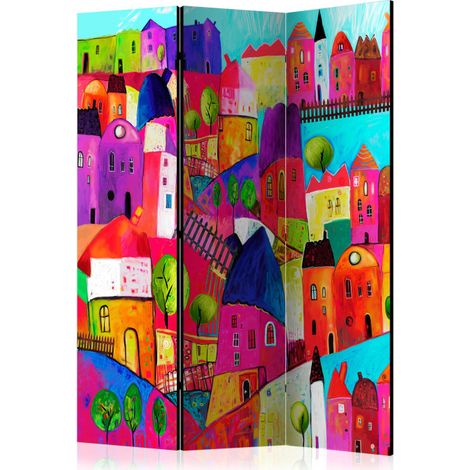 Paravent 3 Volets "Rainbow Hued Town" 135x172cm (1/2)