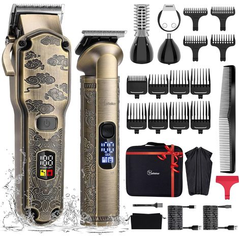Hair Clipper for Men Beard and Hair Clippers Set T-Blade Trimmer Washable Cordless Care Kit Nose and Body Trimmer Hair and Beard Trimmer Set (1/5)
