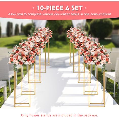 10 supports à fleurs en métal, 80 cm de hauteur, support pour plantes, support pour plantes de table de mariage, centres de table, pour les décorations de fêtes et les décorations d'événements (1/5)