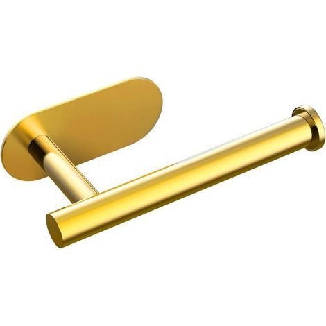 RisingFF Stainless Steel SUS 304 No-Drill Toilet Paper Roll Holder, Adhesive Mount (Gold)
