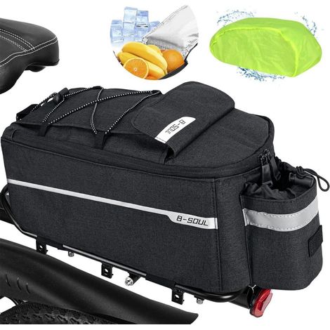 Sacoche de porte-bagages vélo 10L isotherme, imperméable, amovible, noir (1/5)