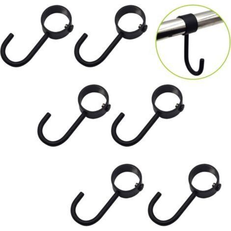 Set di 6 ganci scorrevoli in acciaio inox per riporre oggetti in cucina - Nero - Diametro: 25 mm - Crezuo