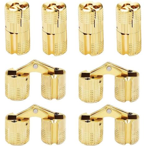 Charnières Cylindriques 8 pièces Charnière Cachée en Laiton 180 ° Angle D'ouverture Invisible Barrel Hinge Remplacement pour DIY Boîte À Bijoux Main