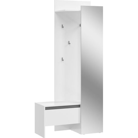 Torino Garderobenmöbel Set 1 Schublade 3 Haken 1 Regal weiß.