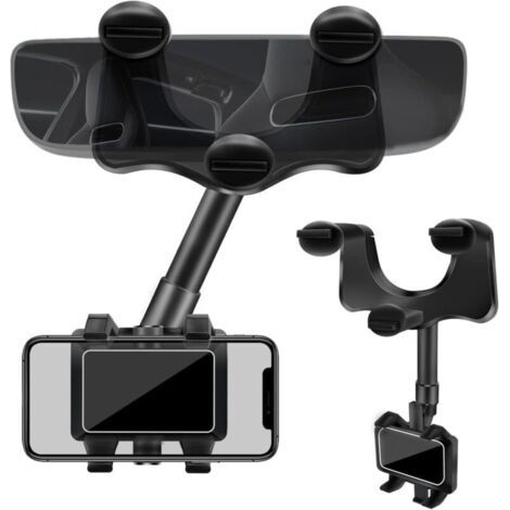 Pair Support de téléphone pour rétroviseur de voiture, support de téléphone pour voiture, support de téléphone pour voiture pivotant à 360°, supports de téléphone pour smartphones de 4 à 7 pouces (1/5)