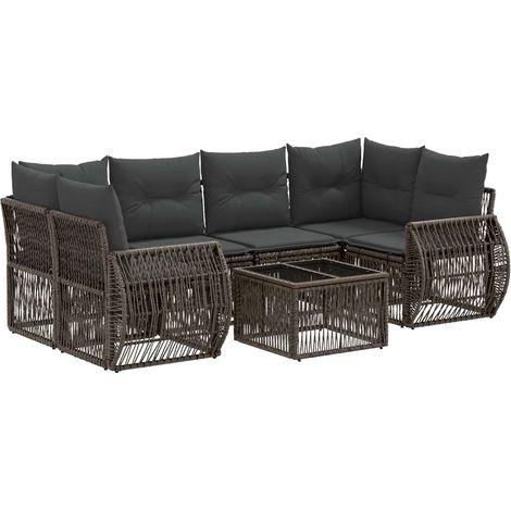 Set Divano da Giardino 7 pz Grigio polyrattan vidaXL (1/5)