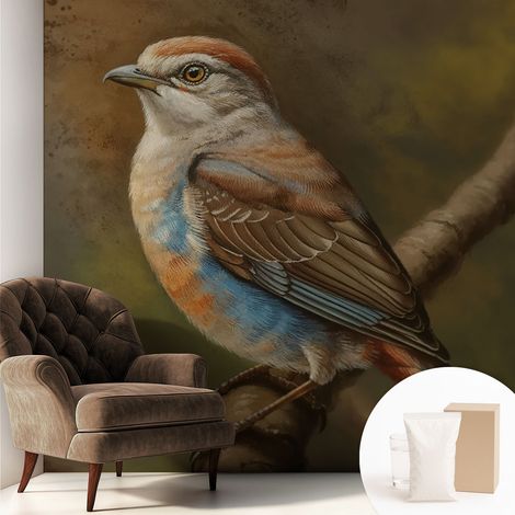 Tapete Vliestapete mit Kleber - abwaschbar - Tapete mit Motiv - trendige Wanddeko - elegant Fototapete Vogelporträt 250x250 cm (1/5)