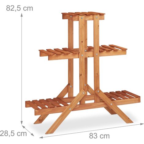 Scaffale portafiori in legno per piante decorative 82,5 x 83 x 28,5 cm stile rustico da interno in legno naturale 130005243