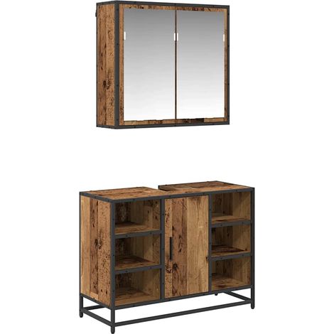 Maison Exclusive - Badezimmermöbel-Set mit Regal 2 pcs Altholz Ho