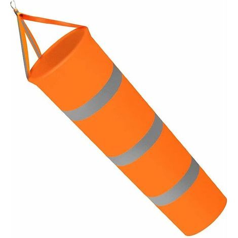 80cm Manche à air Fluorescent Manche à Air Aéroport en Tissu Oxford Orange avec Bande Réfléchissante Argent Manche à Vent pour Indiquer Direction et Force de Vent (1/5)