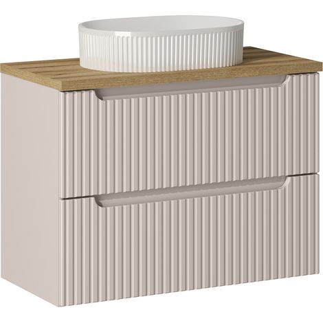 Waschtisch 80cm mit Keramikwaschbecken, Beige und Eiche, NEWPORT-56-CASHMERE (1/5)