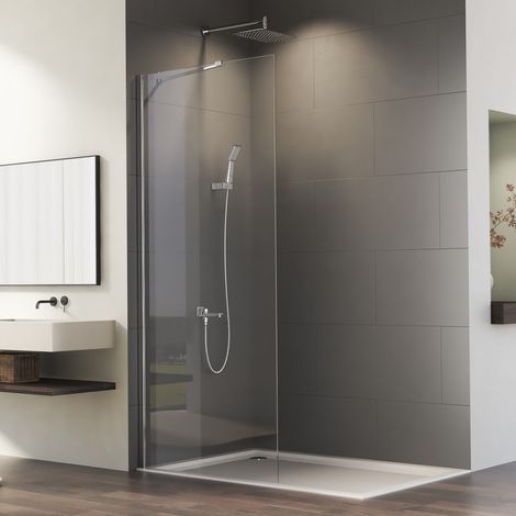 Walk in Duschkabine 90x185cm Walk-in Seitenwand Duschwand Duschtrennwand, Silber Begehbare Duschabtrennung mit 6mm ESG Glas (1/5)