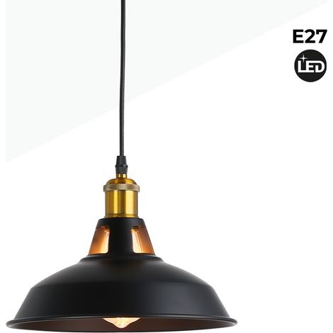 Lámpara Industrial Retro Colgante "MANACOR" Con Cúpula De Metal - Negro (1/5)