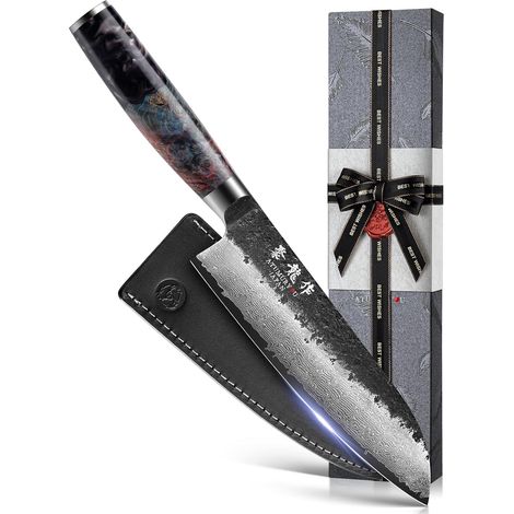 Santoku Knife 18cm, Damascus Steel Knife 67 Layers (1/5)