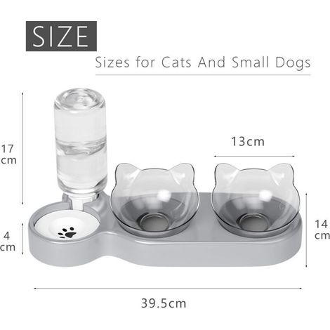 Gamelle lot de 3, gamelle double, gamelles pour chat inclinables à 15°, gamelle surélevée (1/4)