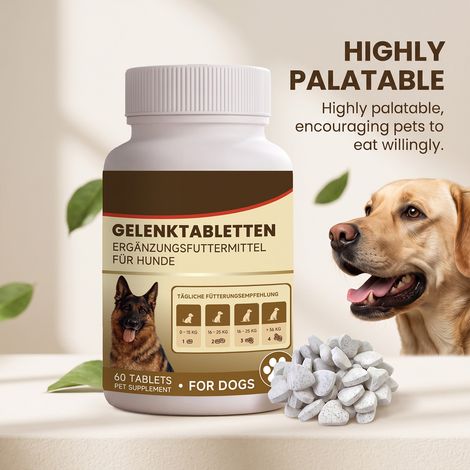 Comprimés à croquer doux et faciles à absorber pour les soins quotidiens de votre chien, apportant confort et soutien à ses articulations -- 60 COMPRIMÉS (1/5)