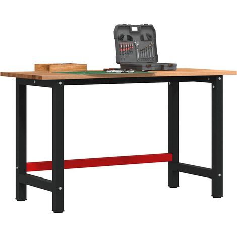 Werkbank Hellbraun 140x60x81,5 cm Massivholz Eiche (1/5)