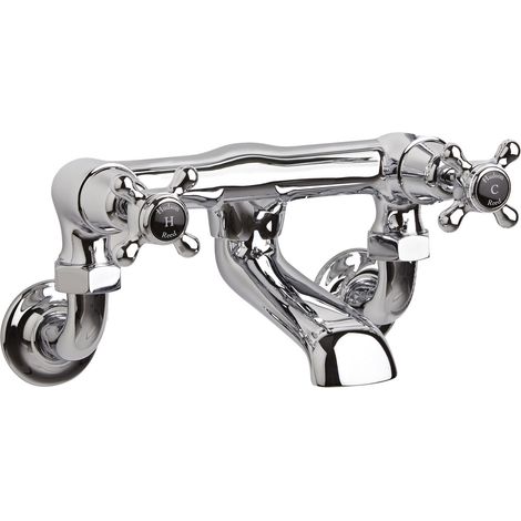 Hudson Reed Black Topaz Wall Mounted Crosshead Bath Filler Tap - Chrome (1/2)