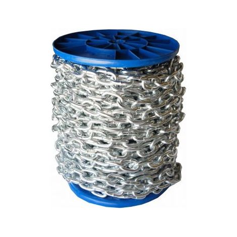 FPLUS cadena galv. 2.5 mm.bob.172mts , Eslabon medio galvanizado din 5685/A.