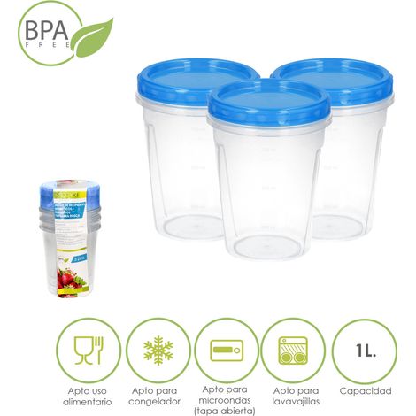 ORYX Set di contenitori rotondi in plastica da 1 litro (confezione da 3 pezzi) (1/4)