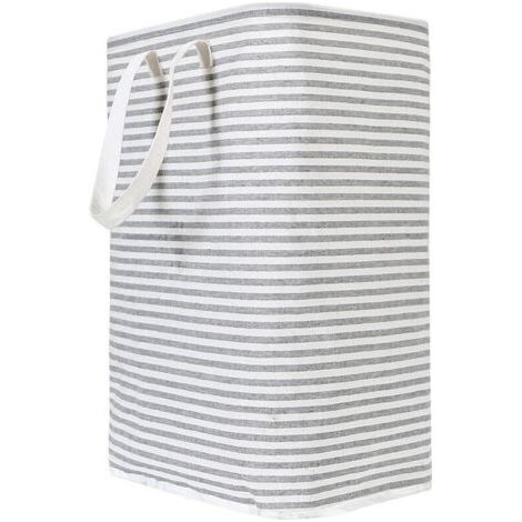 Pair Panier linge pliable 75 L gris – Poignées longues, chambre, jouets (1/5)