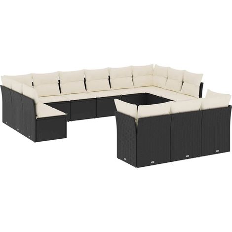 Maison Exclusive - 13-tlg. Garten-Sofagarnitur mit Kissen Schwarz