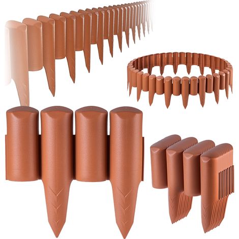 KADAX Gartenpalisade aus Kunststoff, Palisade für Blumen, Terrakotta - 2.5m