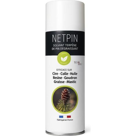 Solvant dégraissant et dégoudronnant professionnel au Pin, dissout colle, graisse, huile, résine, cire et goudron, aérosol 400 ml (1/5)
