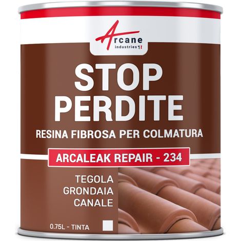 Cemenguaina fibrata, Guaina liquida fibrata per riparazione e impermeabilizzazione tegole, grondaie, canali - ARCALEAK REPAIR - - 0,75 L Bianco - ARCANE INDUSTRIES (1/2)