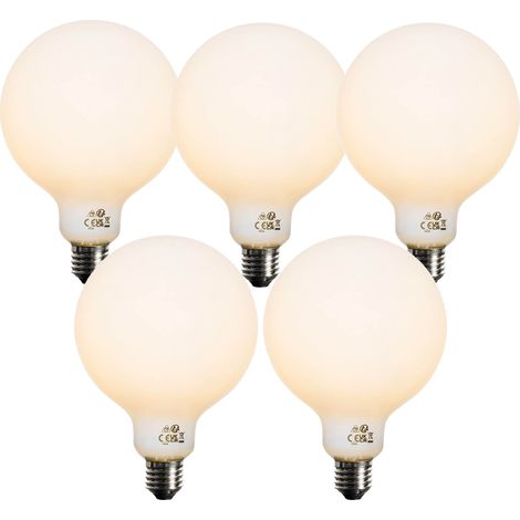 LUEDD Lot de 5 Ampoule LED E27 dimmable opale G125 5W 450lm 2200K