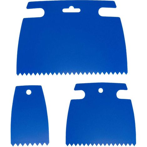 3 Pièces Spatules Multifonctionnelles en Silicone, Spatules Dentées,Set de Spatules à Colle,Pour l'Application de Mortier-Colle et d'Enduit (Bleu) (1/5)