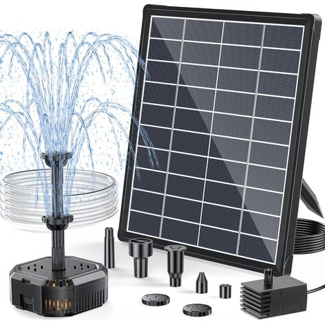 Fontaine solaire 4 W avec filtre - Pompe de bassin solaire pour bain d'oiseaux, bassin à poissons, crée de belles mises en scène d'eau et purifie l'eau (1/5)