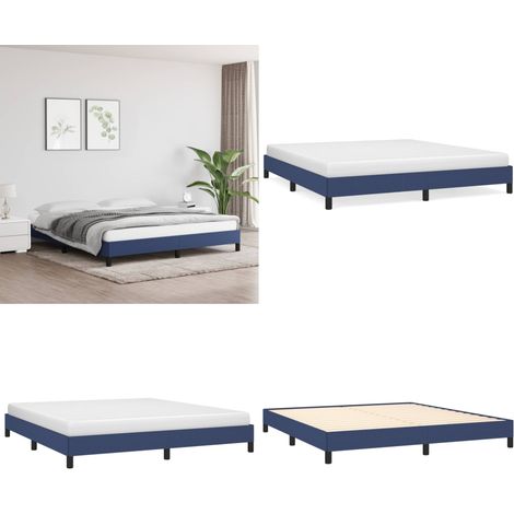 Bettgestell ohne Matratze Blau 180x200 cm Stoff - Bettrahmen - Doppelbett - Blau - Holzrahmen - Lattenrost - Home & Living (1/5)