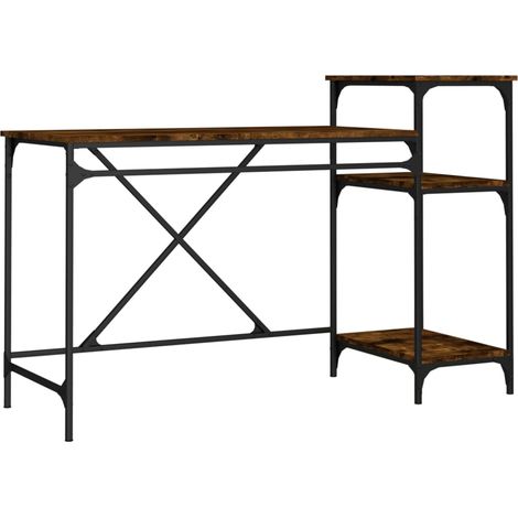 Maison Exclusive - Scrivania Ripiani Rovere Fumo 135x50x90 cm Multistrato e Ferro