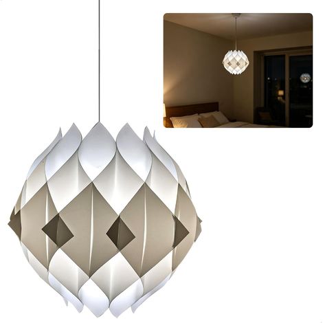 Abat Jour Origami, Abat Jour Plafond en PP Pliable DIY, Suspension Chambre Adulte Lumière Tamisée Design Nordique, Suspension Boule Minimaliste pour Salon Cuisine Chambre Salle à Manger (1/5)