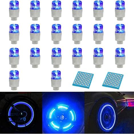 20PC Wheel Valve Light, LED Flash Wheel Tire Valve Stem Cap Lights for Motorcycle, Car, Bicycle (1/5)